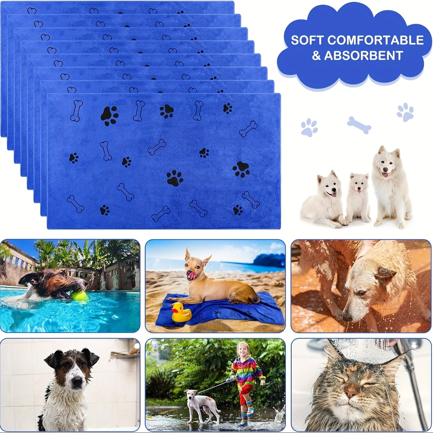 Quick-Drying Microfiber Dog Towel - Absorbent Pet Bath Product for Medium Dogs, Perfect for Drying Wet Paws and Fur