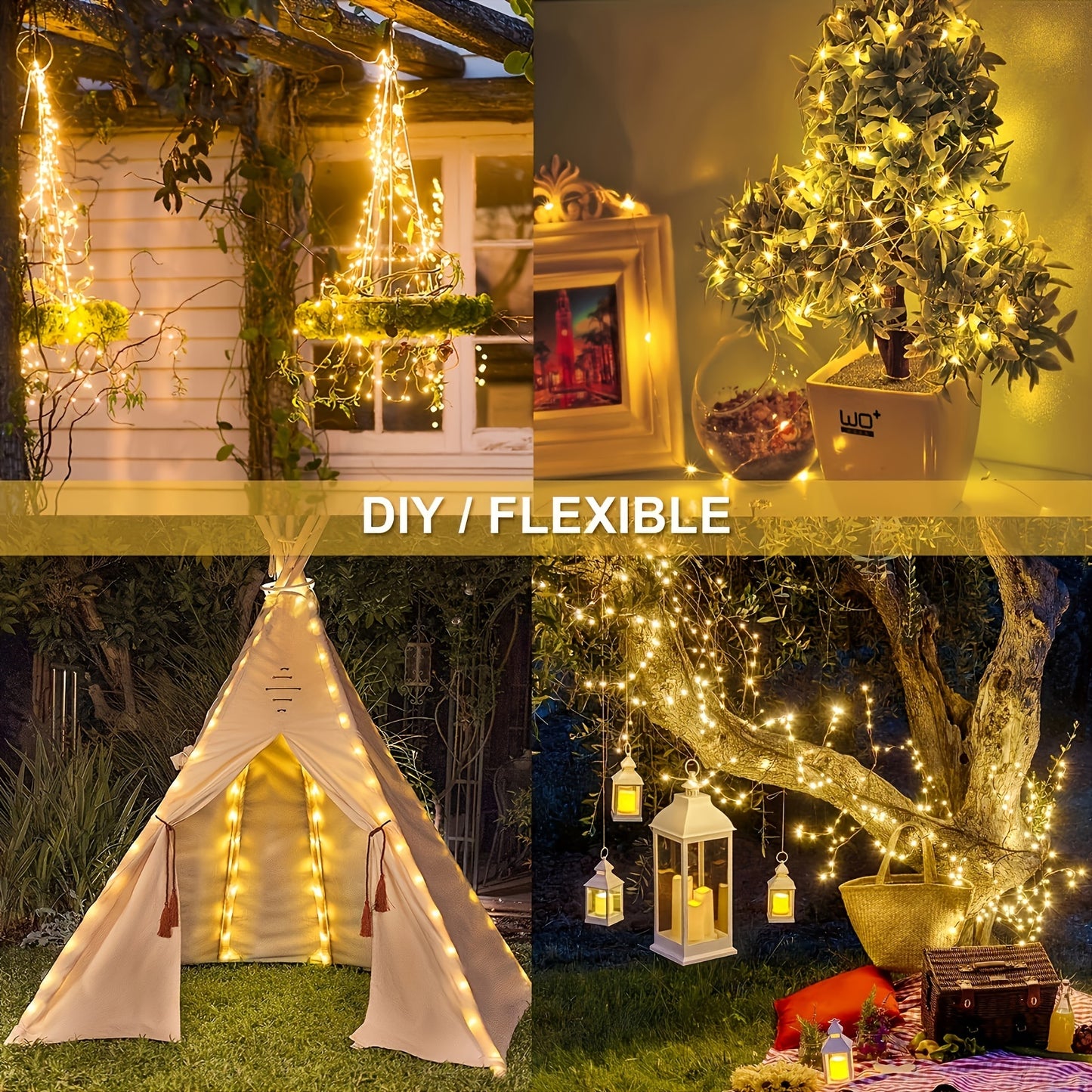 12 Pack LED Fairy Lights, 20 LEDs Silvery Wire String Lights, Battery Operated Starry Moon Lights For DIY Wedding Party Bedroom Christmas Thanksgiving Valentine's Day Mother's Day Favor Decoration (Warm White)