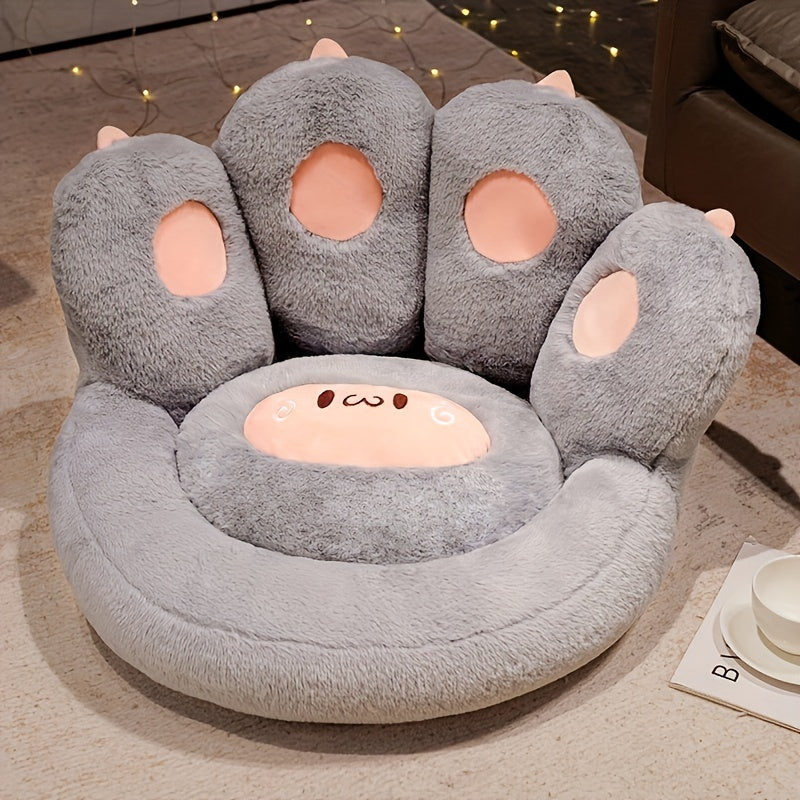 1pc Cute Seat Cushion, Cat Paw Shape Floor Cushion With Detachable Sheep Plush For Gamer Chair, Reading Leisure Pillow
