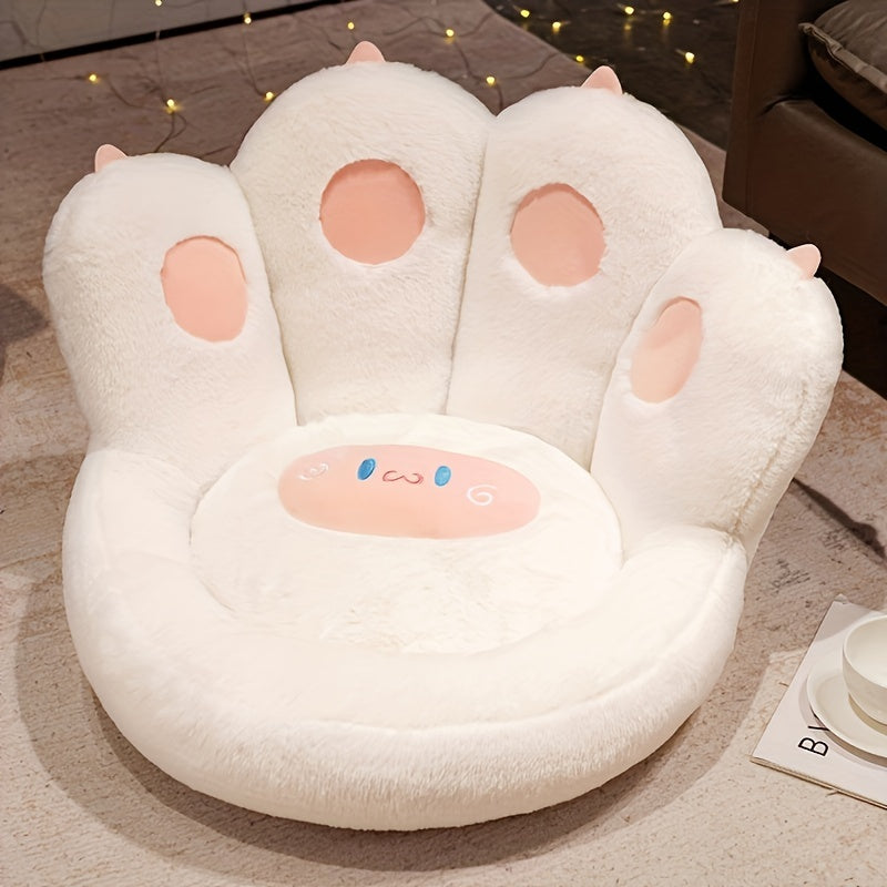 1pc Cute Seat Cushion, Cat Paw Shape Floor Cushion With Detachable Sheep Plush For Gamer Chair, Reading Leisure Pillow