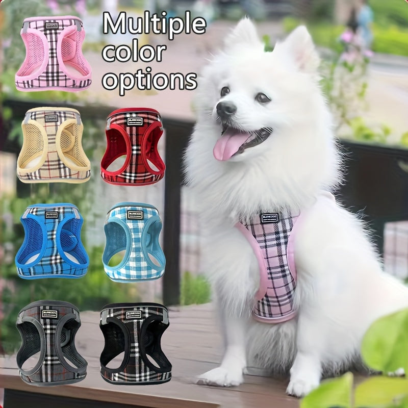 Reflective Plaid Dog Harness Set