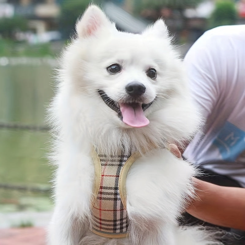 Reflective Plaid Dog Harness Set