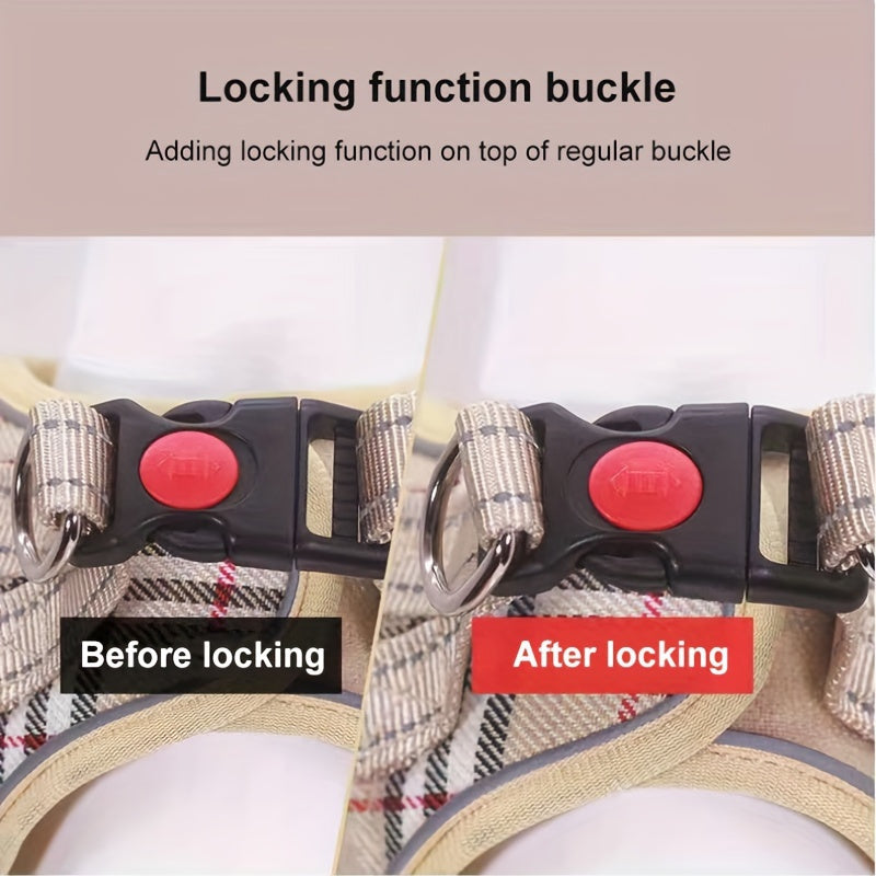 Reflective Plaid Dog Harness Set