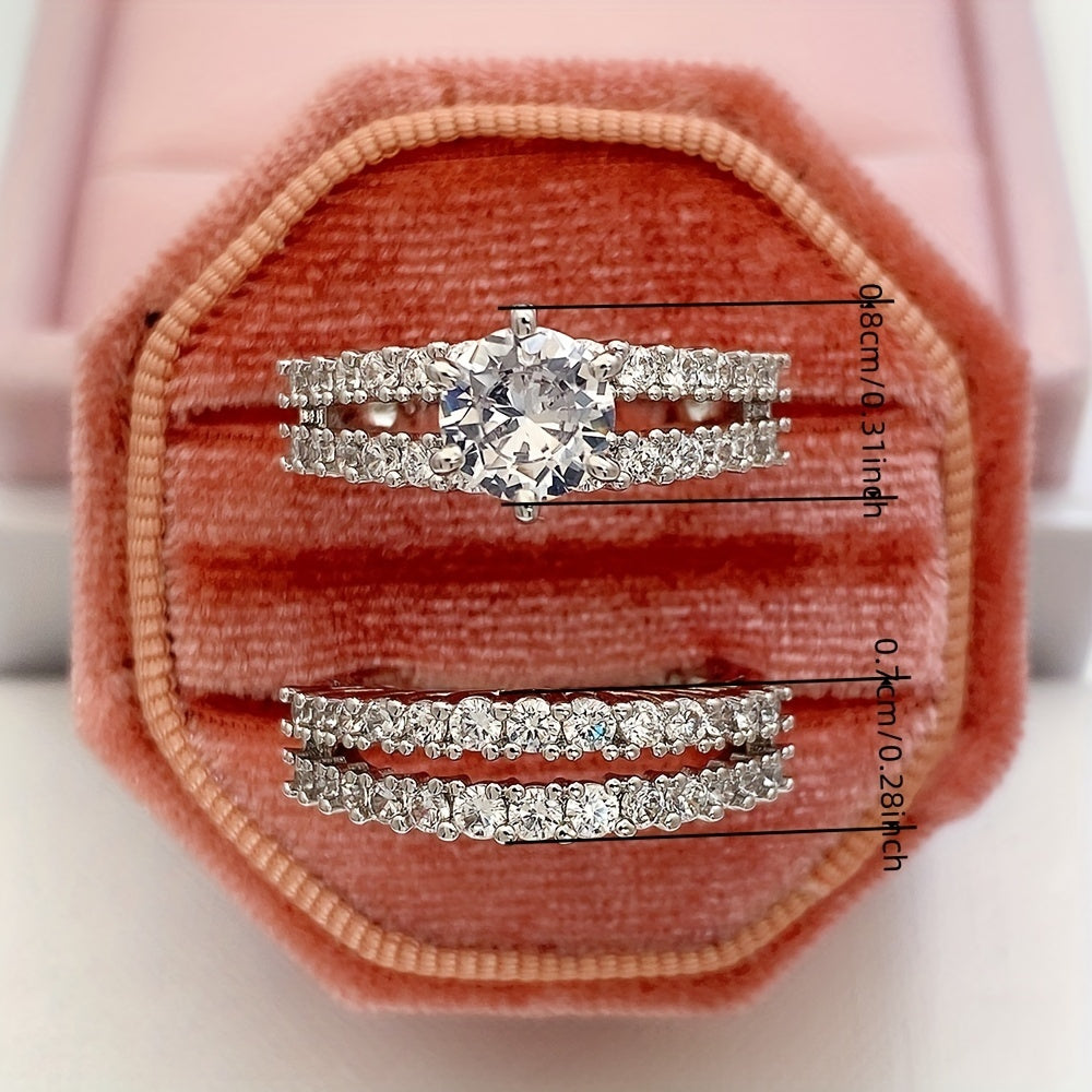 Luxury Zircon Bridal Wedding Ring Set