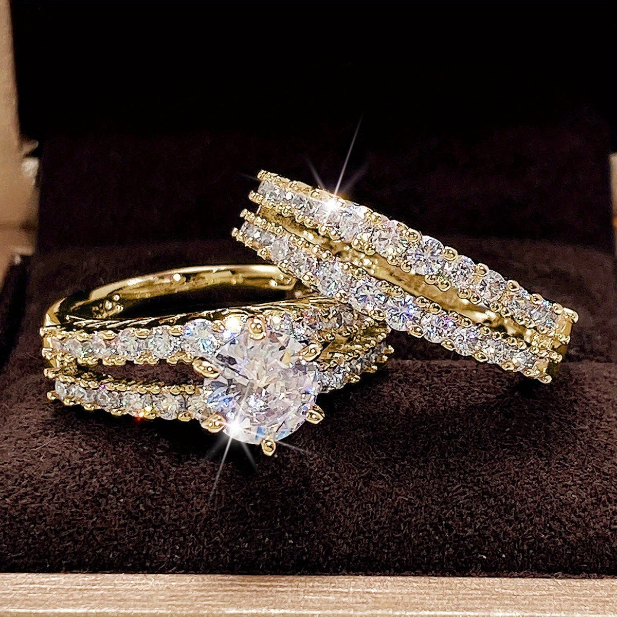 Luxury Zircon Bridal Wedding Ring Set