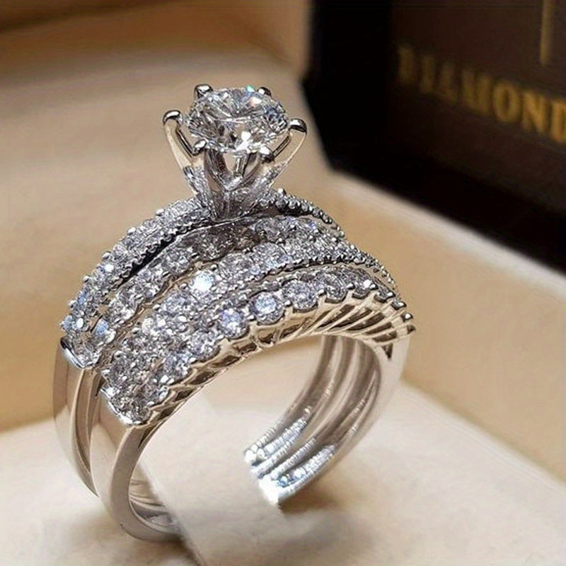 Luxury Zircon Bridal Wedding Ring Set