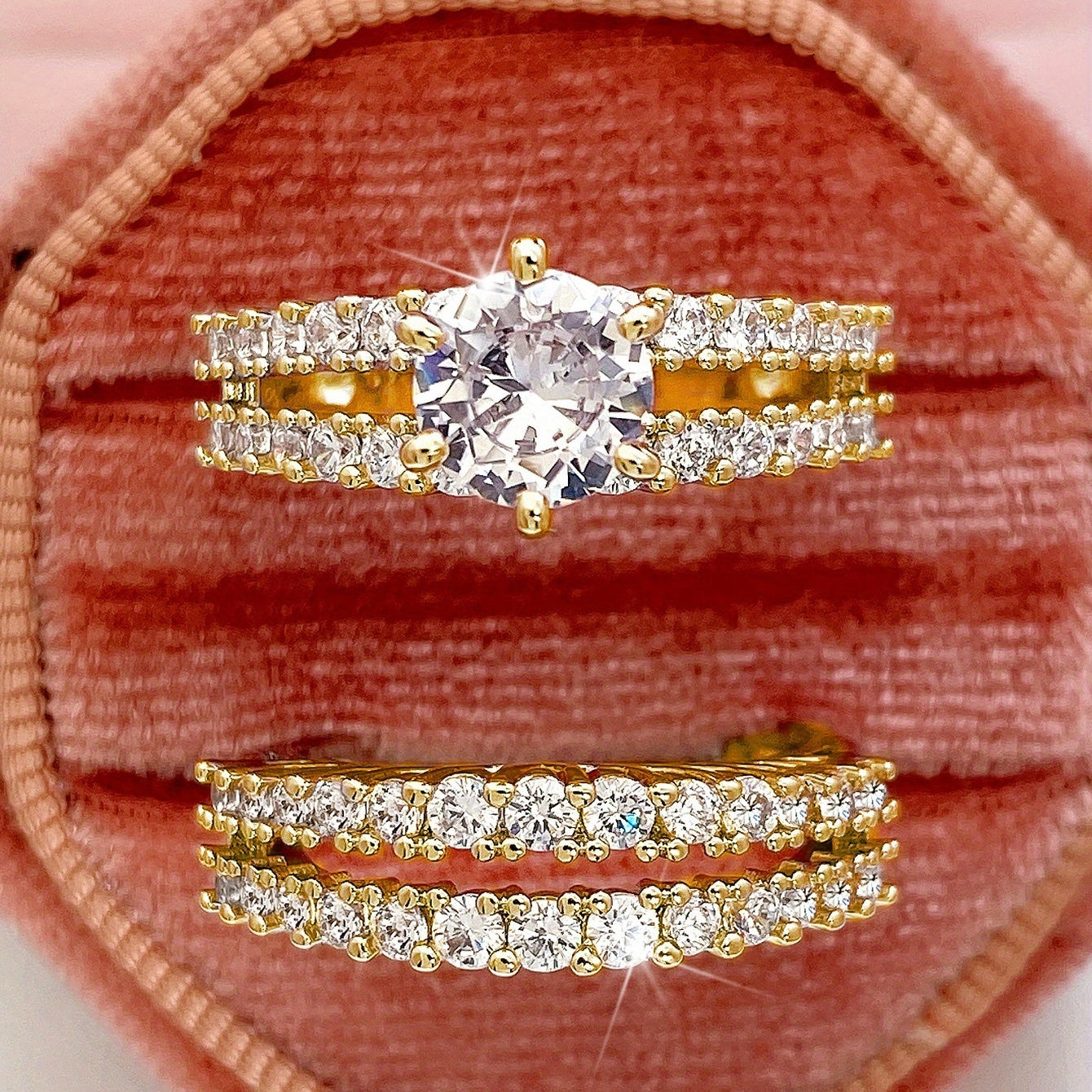 Luxury Zircon Bridal Wedding Ring Set