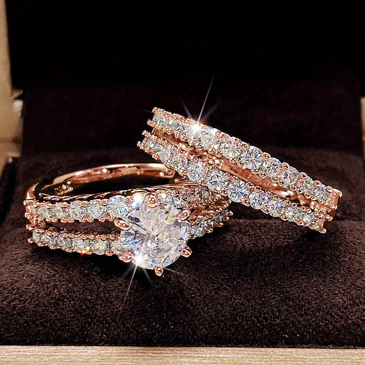 Luxury Zircon Bridal Wedding Ring Set