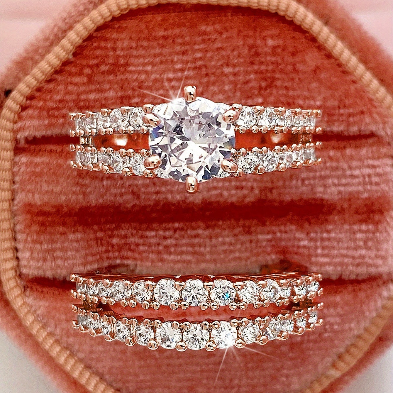 Luxury Zircon Bridal Wedding Ring Set