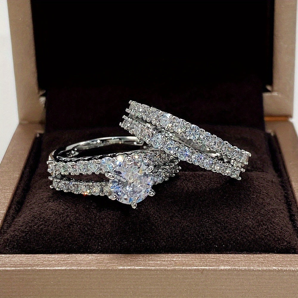 Luxury Zircon Bridal Wedding Ring Set