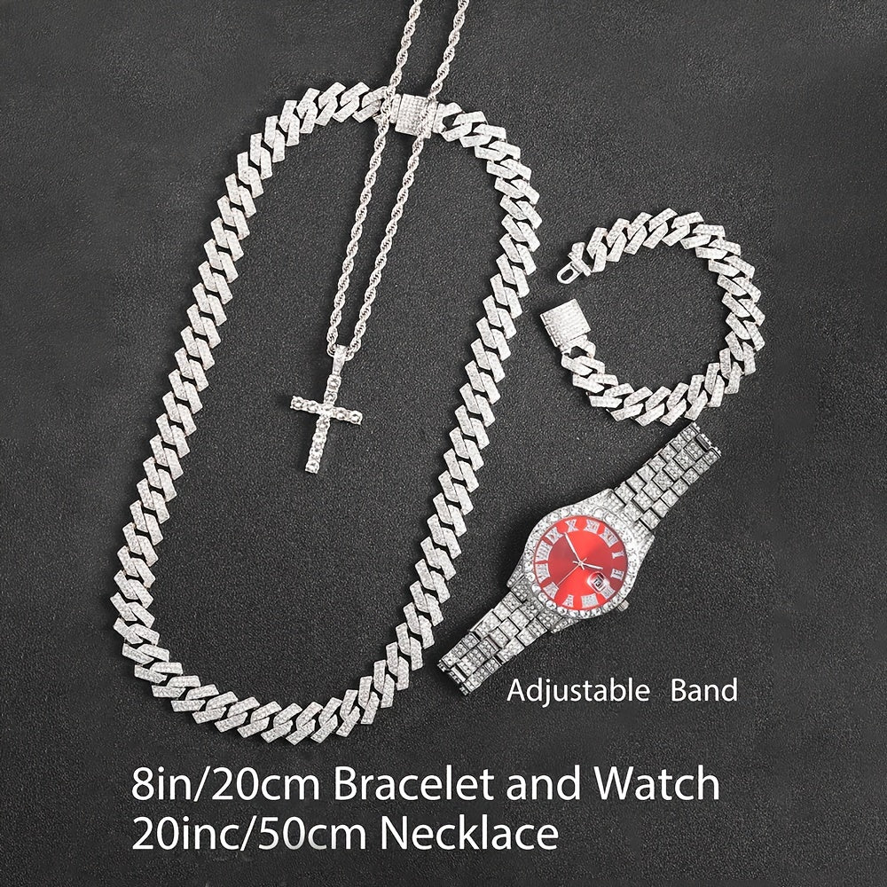 Men's Watch & Hip Hop Chain Set