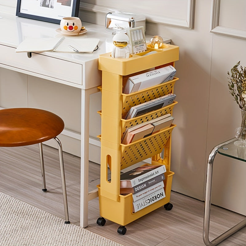 Roll Away Clutter: Minimalist Movable Bookshelf With Wheels For Organizing Books & More