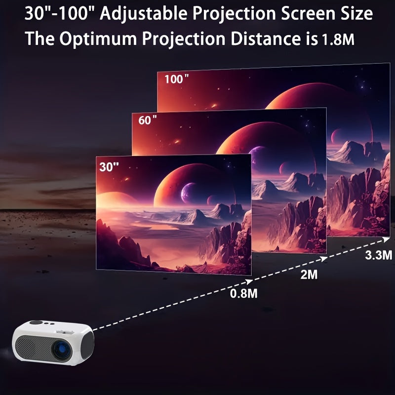 1pc Portable HD 720P Projector, G300P Mini Projector For Phone, Video Movie Projector, Home Theater Projector Compatible With IOS/Android/USB/ Laptop/PC/TV Stick/DVD/Game