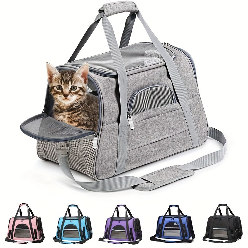 Cozy Portable Pet Carrier with Plush Cushion Mat