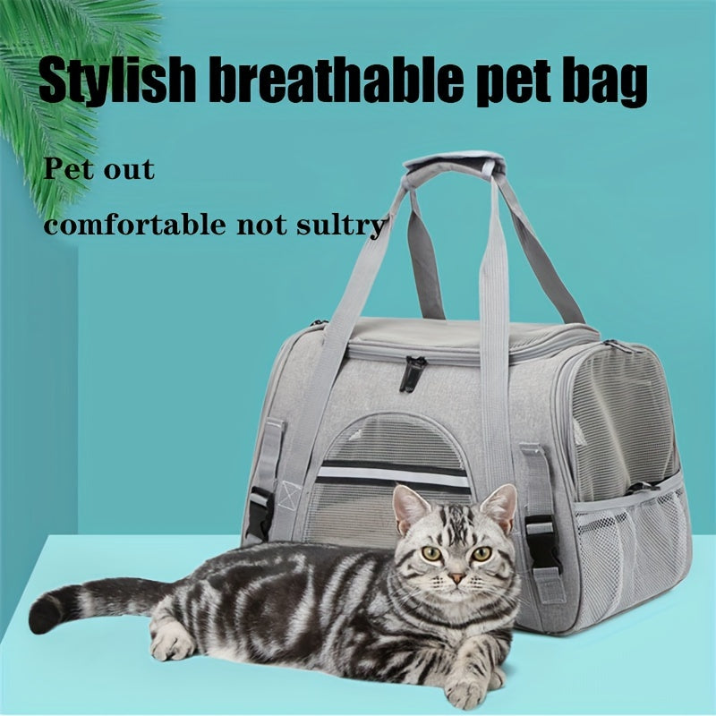 Cozy Portable Pet Carrier with Plush Cushion Mat