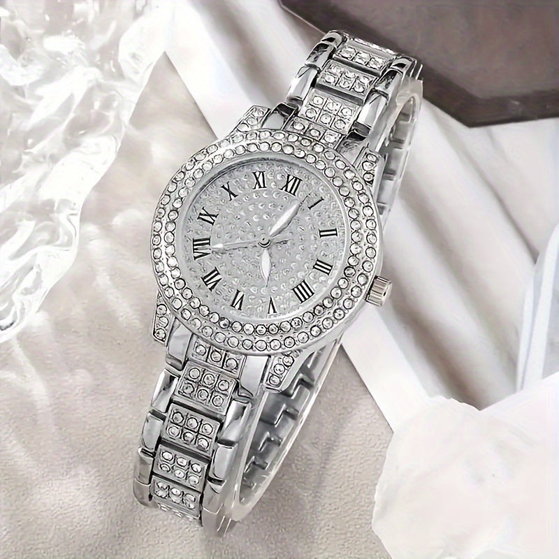 6pc Round Rhinestone Watch Set