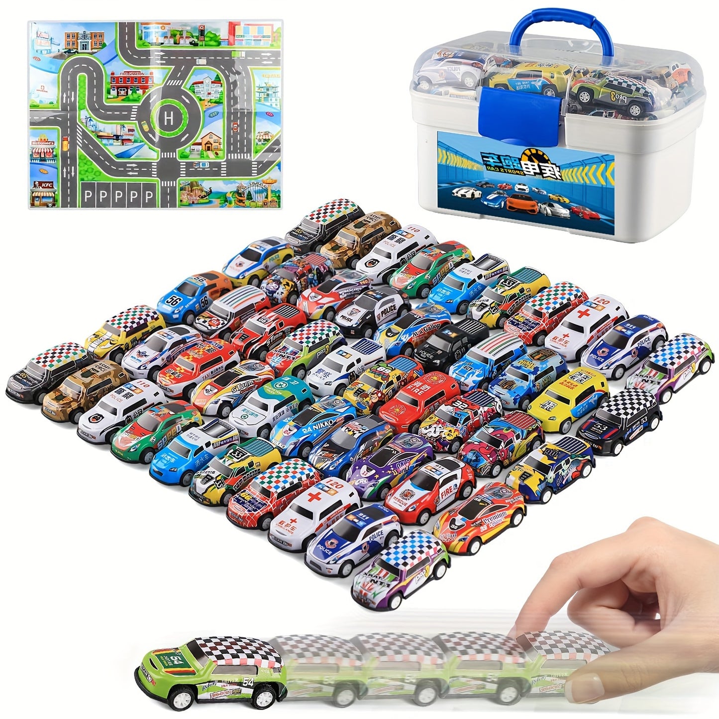 50PCS Pull Back Cars Set