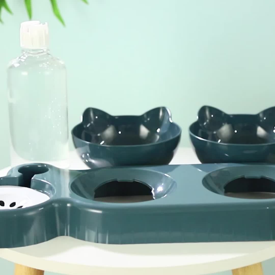 Pet Bowl Set with Gravity Water Bottle