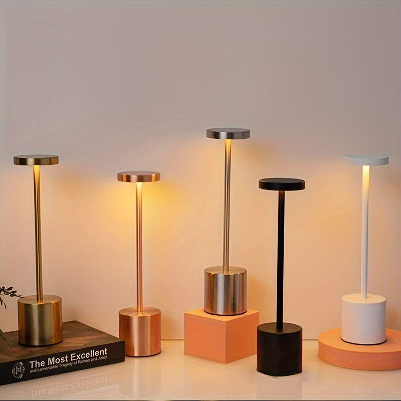 Modern Creative Metal Decorative Desk Lamp, Touch Control LED Table Lamp with Dimmable 3-Color Lighting, USB Charging, Perfect for Bedroom, Living Room, Office, and Home Decor - Solid Color, Polished Finish, Aluminum Base, Adjustable Lighting