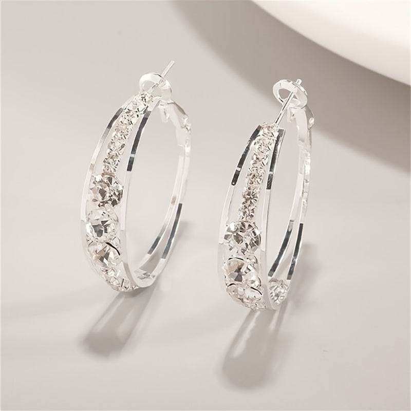 Exquisite Rhinestone Circle Earrings