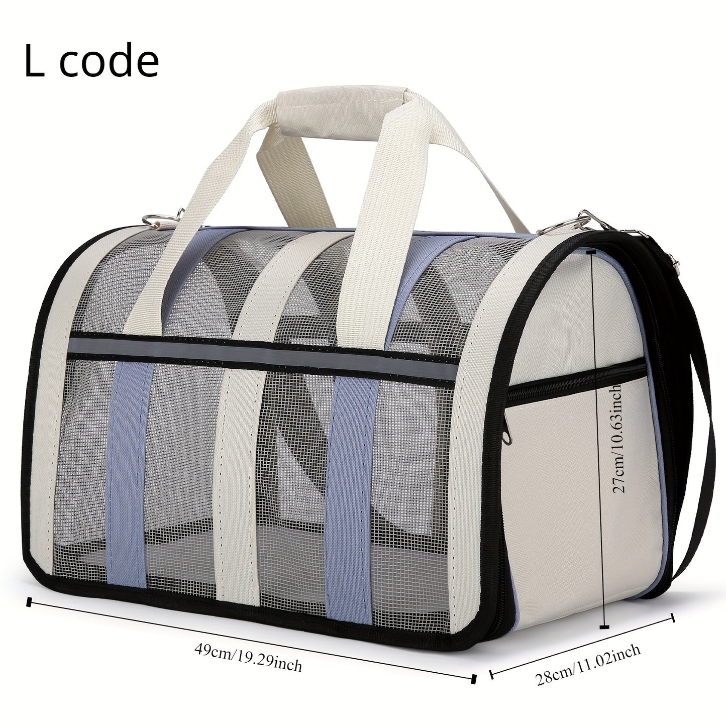 Breathable Polyester Cat Carrier Bag with Mesh Ventilation - Portable Foldable Pet Travel Tote for Cats - Durable Stripe Design Cat Transport Bag