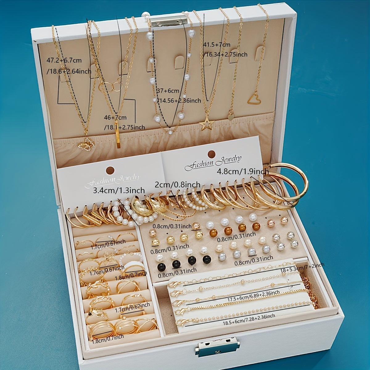 Chic Jewelry Set - 56pcs, for Daily Outfits & Parties