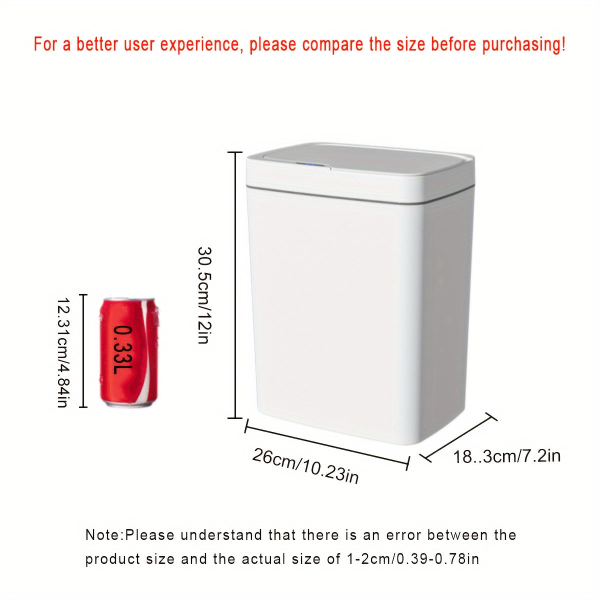 Touch-Free Smart Lid Trash Can - Automatic, for Bathroom, Kitchen, Living Room
