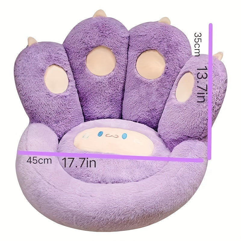 1pc Cute Seat Cushion, Cat Paw Shape Floor Cushion With Detachable Sheep Plush For Gamer Chair, Reading Leisure Pillow