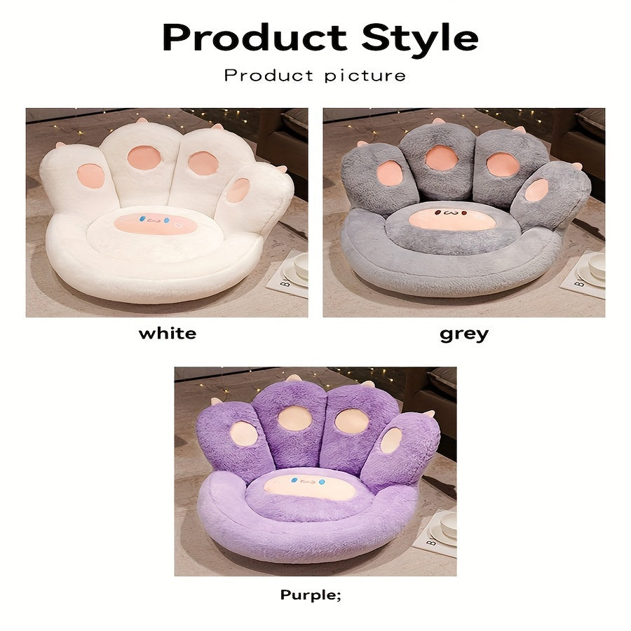 1pc Cute Seat Cushion, Cat Paw Shape Floor Cushion With Detachable Sheep Plush For Gamer Chair, Reading Leisure Pillow