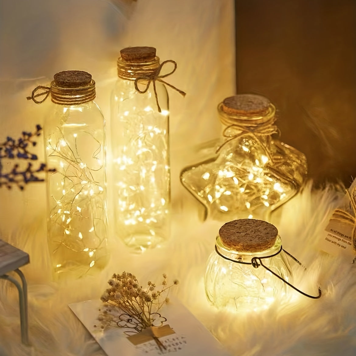 12 Pack LED Fairy Lights, 20 LEDs Silvery Wire String Lights, Battery Operated Starry Moon Lights For DIY Wedding Party Bedroom Christmas Thanksgiving Valentine's Day Mother's Day Favor Decoration (Warm White)