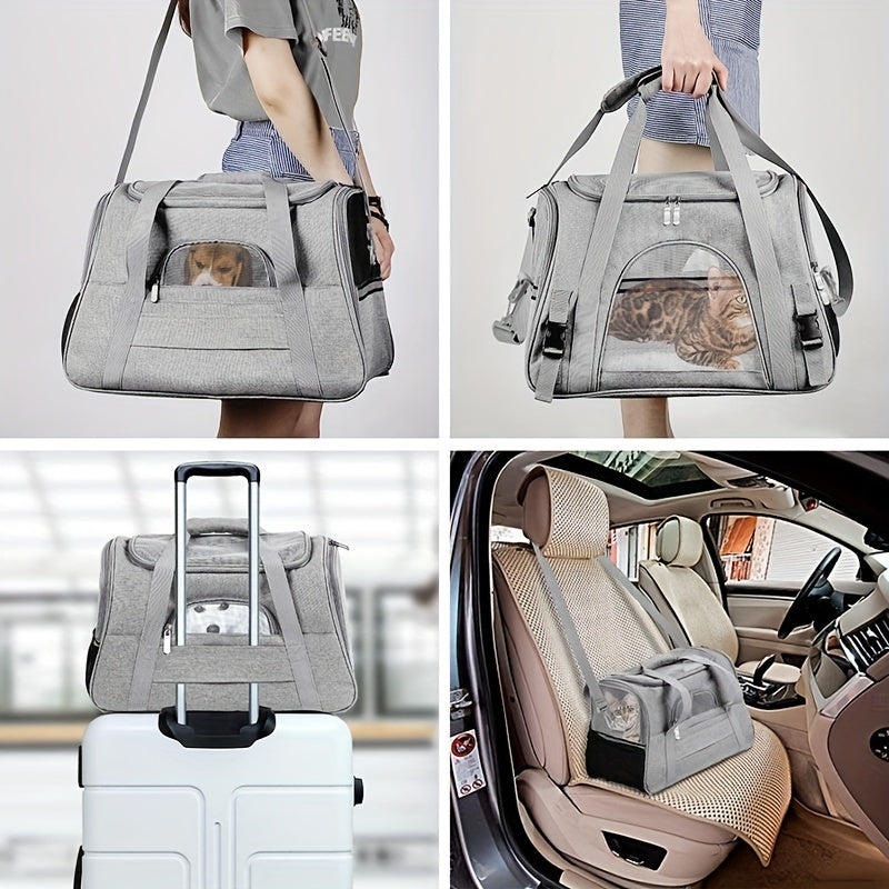 Cozy Portable Pet Carrier with Plush Cushion Mat