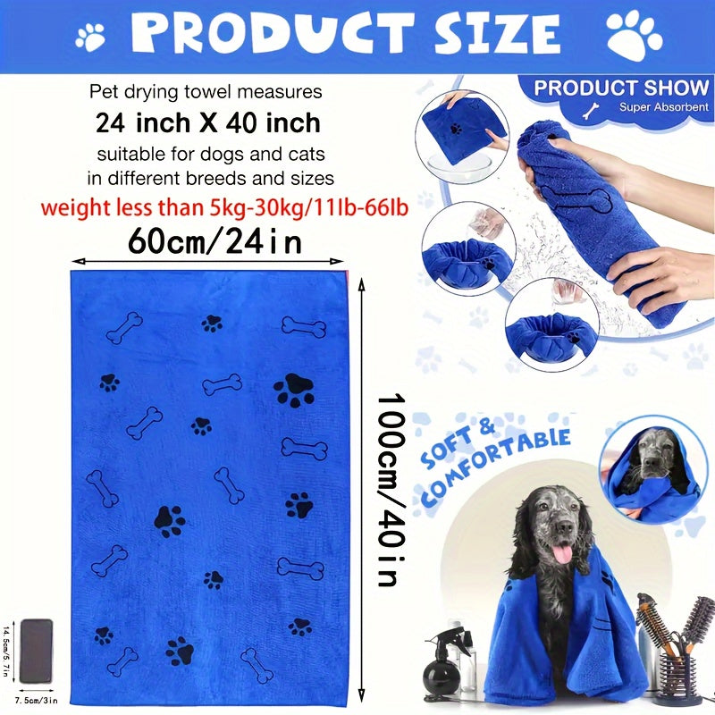 Quick-Drying Microfiber Dog Towel - Absorbent Pet Bath Product for Medium Dogs, Perfect for Drying Wet Paws and Fur