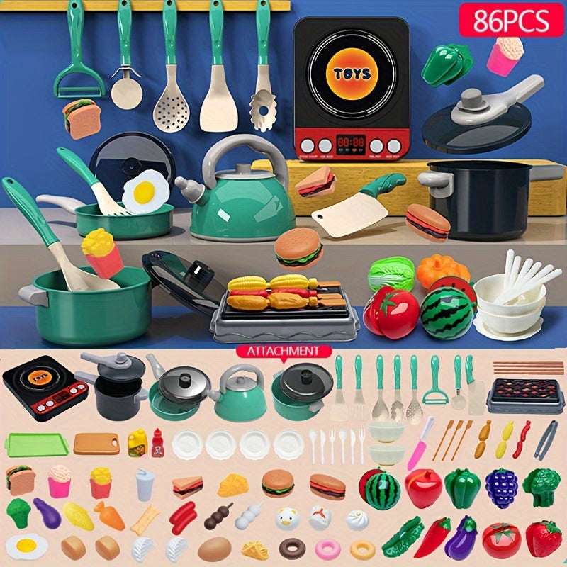 Kids Kitchen Toys Set - Pretend Cooking Game Accessories