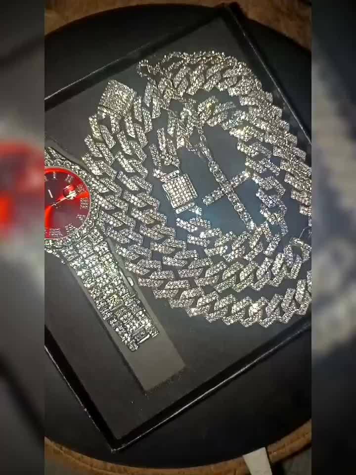 Men's Watch & Hip Hop Chain Set