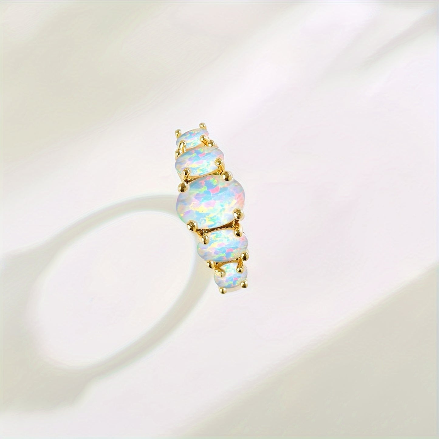 Elegant Opal Inlaid Ring - 14k Gold Plated