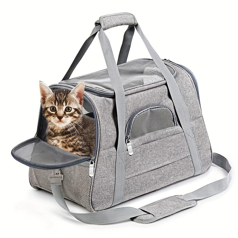 Cozy Portable Pet Carrier with Plush Cushion Mat