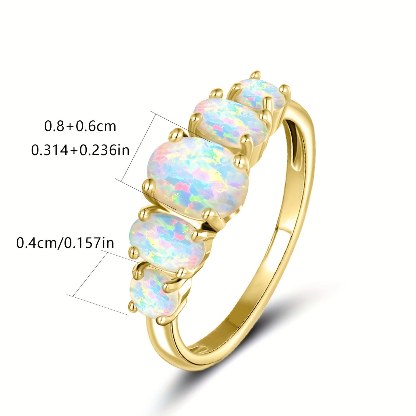 Elegant Opal Inlaid Ring - 14k Gold Plated