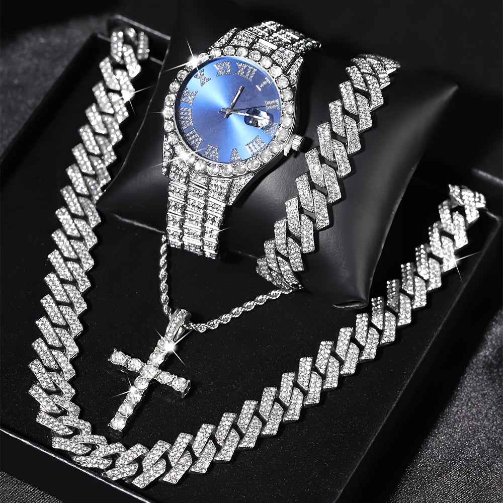 Men's Watch & Hip Hop Chain Set