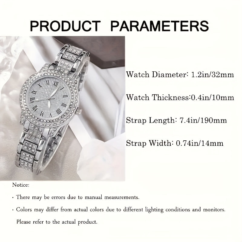 6pc Round Rhinestone Watch Set
