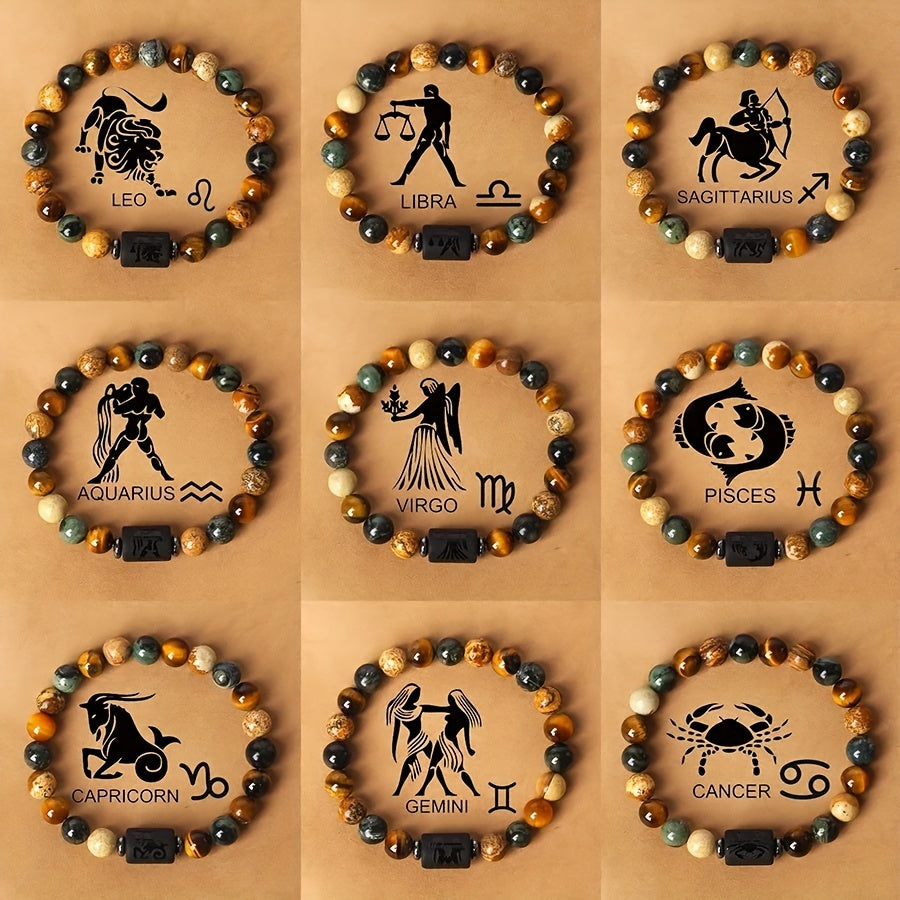 Tiger Eye & Picture Stone Constellation Bracelet