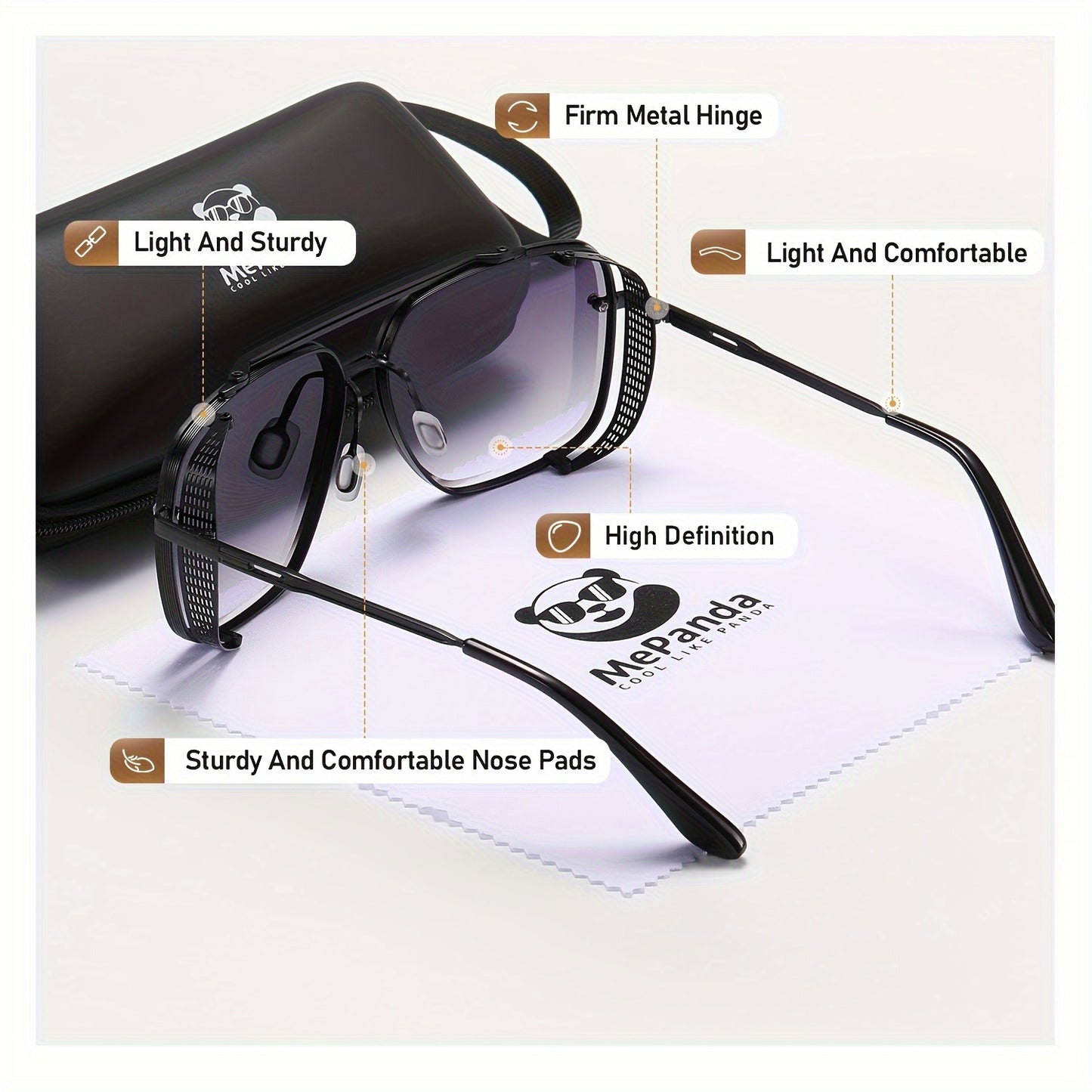 Stylish MePanda Square Metal Fashion Glasses