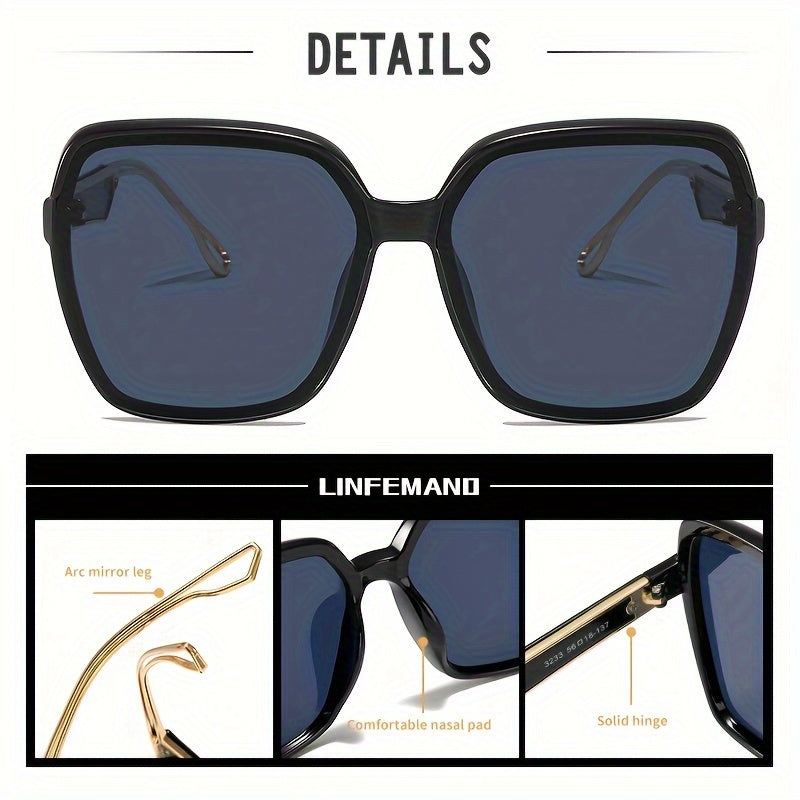 LINFEMAND Oversized Polygonal Sunglasses