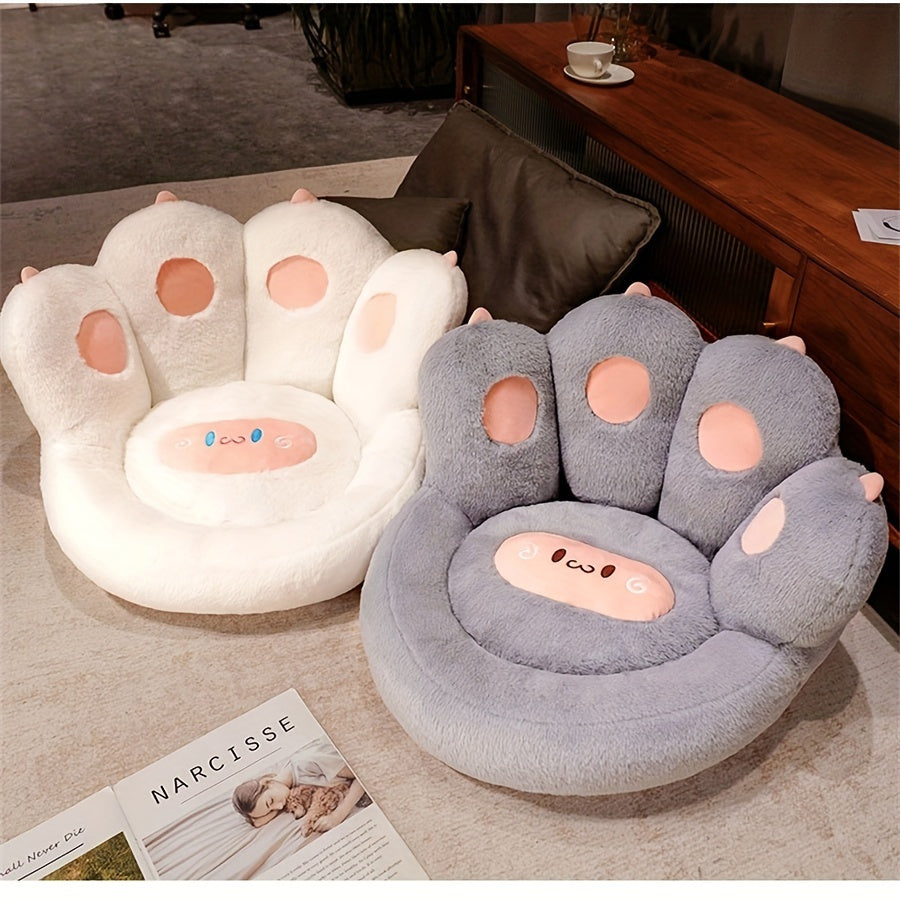 1pc Cute Seat Cushion, Cat Paw Shape Floor Cushion With Detachable Sheep Plush For Gamer Chair, Reading Leisure Pillow