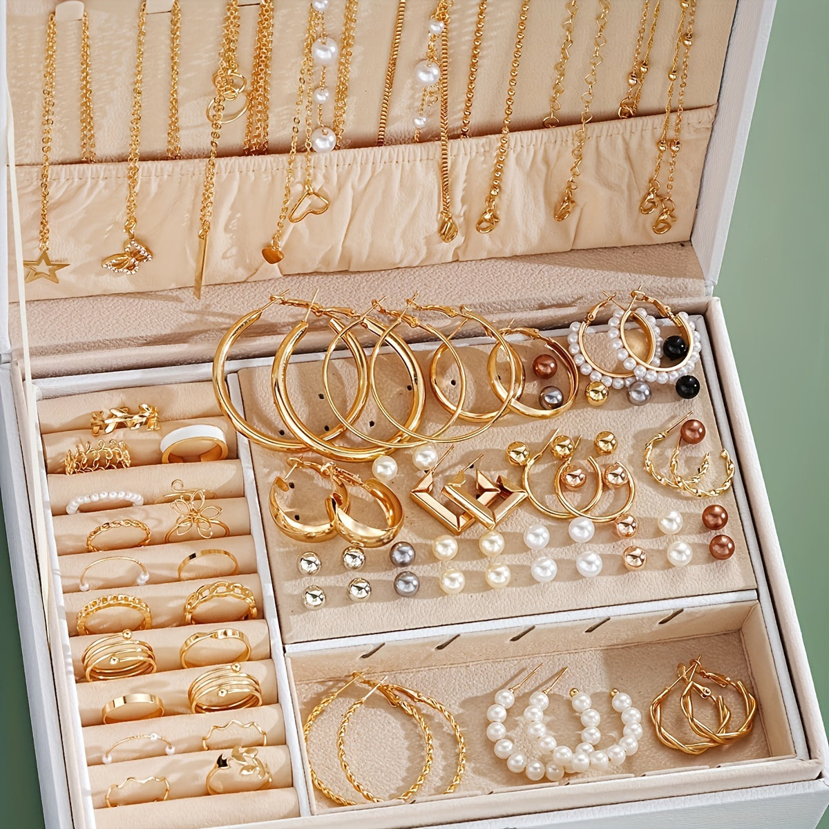 Chic Jewelry Set - 56pcs, for Daily Outfits & Parties