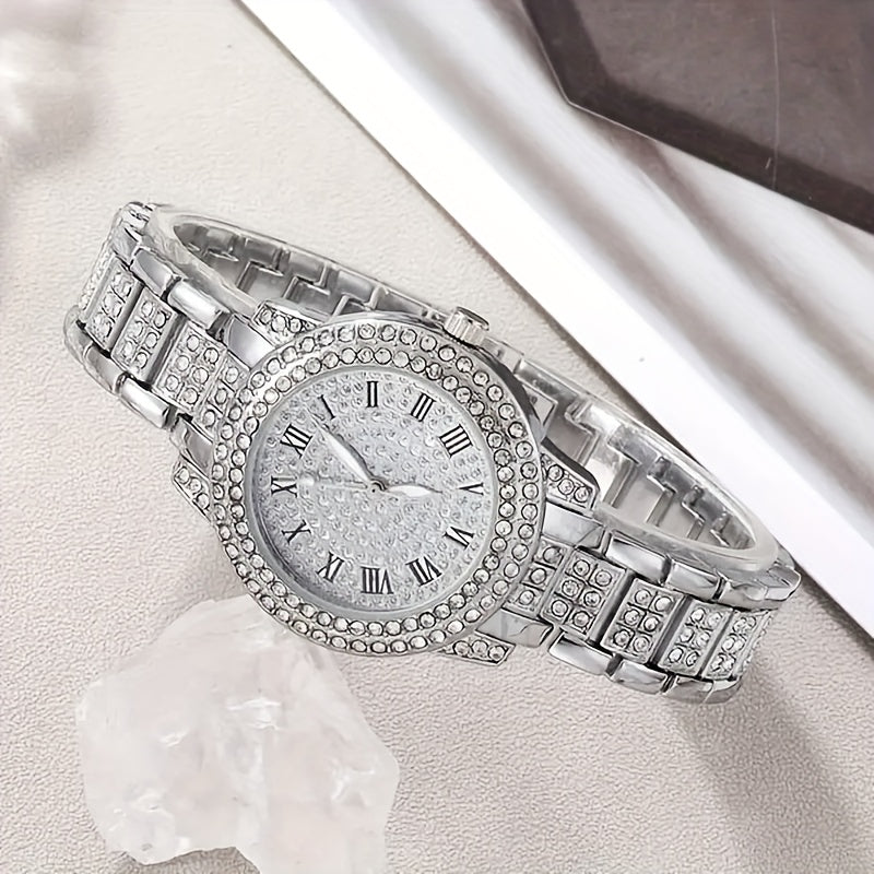 6pc Round Rhinestone Watch Set