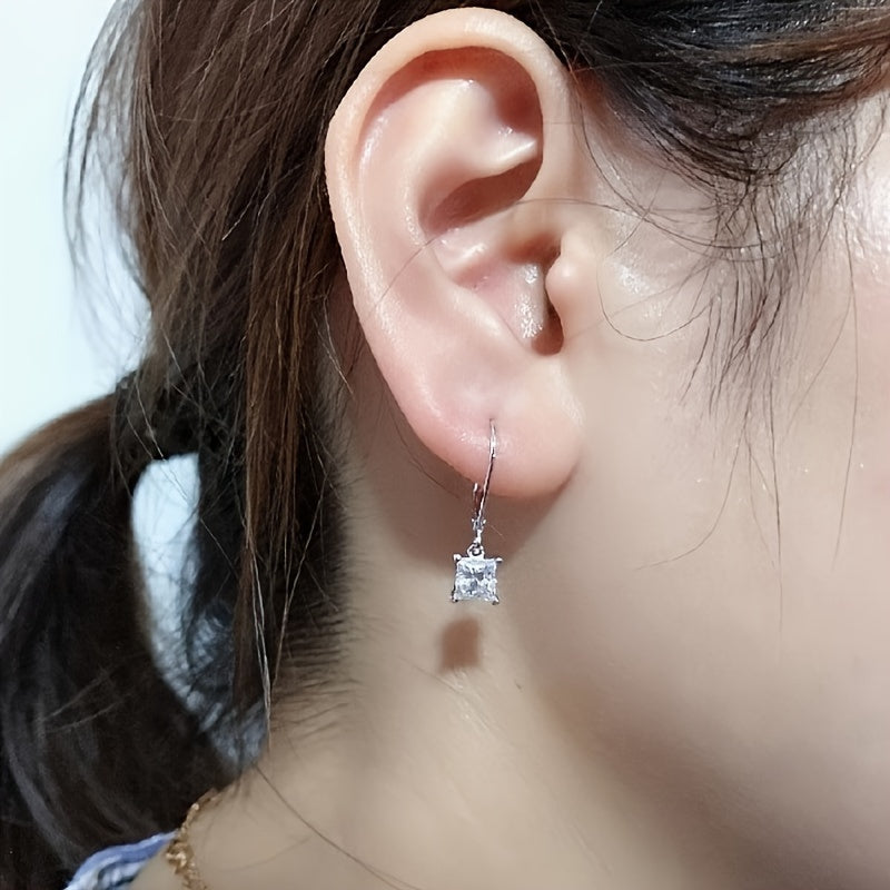 Elegant Square Zircon Hoop Earrings