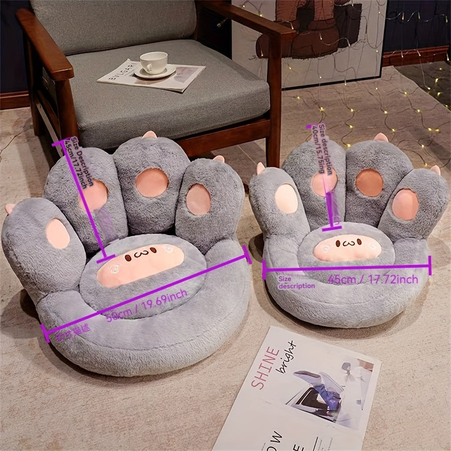 1pc Cute Seat Cushion, Cat Paw Shape Floor Cushion With Detachable Sheep Plush For Gamer Chair, Reading Leisure Pillow