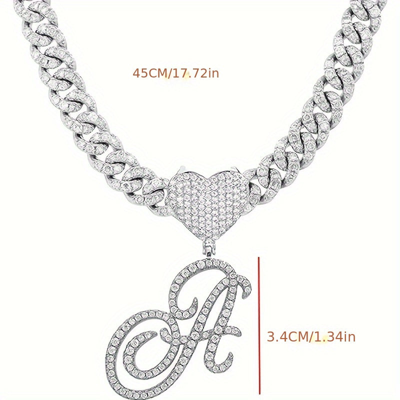 Hip Hop Ice Rhinestone Initial Necklace