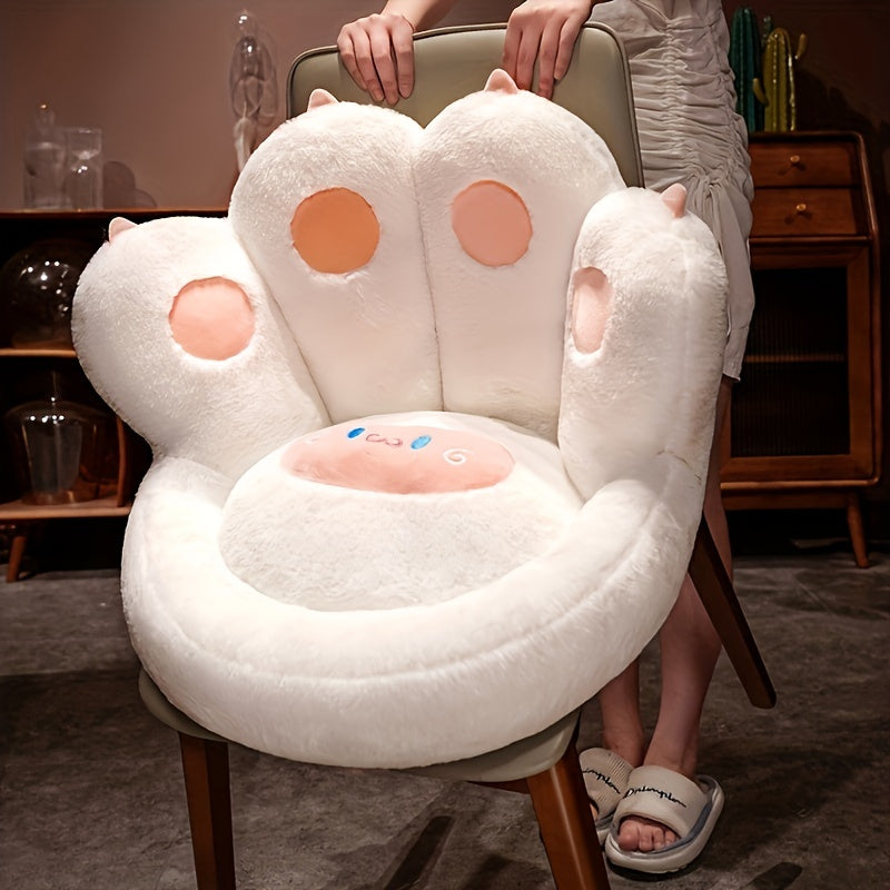 1pc Cute Seat Cushion, Cat Paw Shape Floor Cushion With Detachable Sheep Plush For Gamer Chair, Reading Leisure Pillow