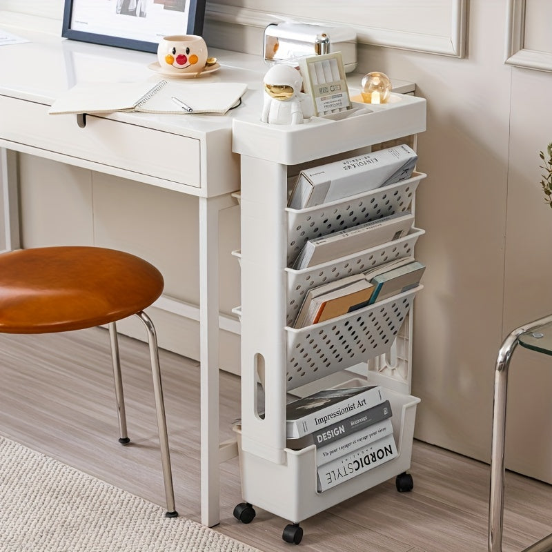 Roll Away Clutter: Minimalist Movable Bookshelf With Wheels For Organizing Books & More